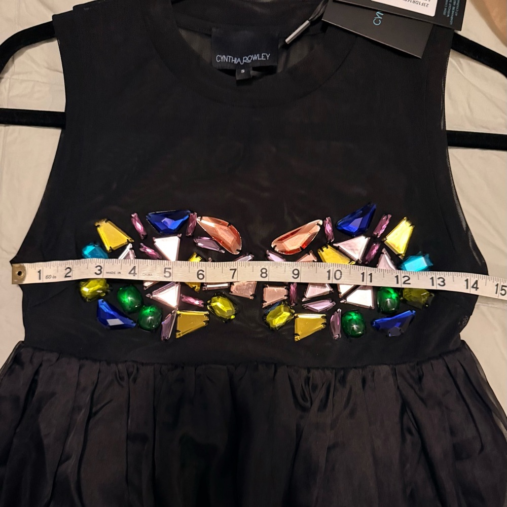 💎Cynthia Rowley Jewel Cascade Organza Mini Dress with Sheer Top – Size Small NWT - Picture 12 of 14